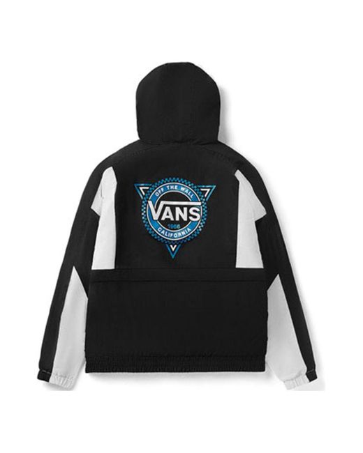 Vans Black Contrast Color Stitching Hooded Track Jacket Couple Style for men