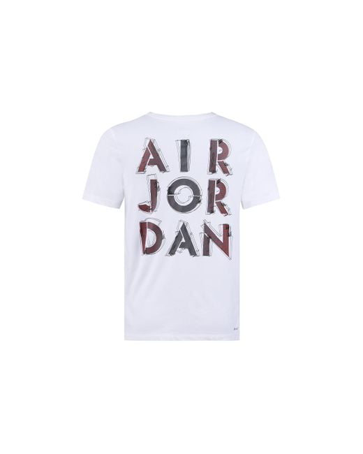 Nike White Dri-Fit 3D Logo Funny Printing Knit Quick Dry Short Sleeve T-Shirt for men
