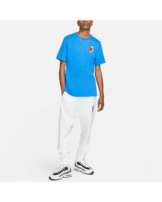 Nike Blue Sportswear Shoe Printing Sports Round Neck Short Sleeve for men