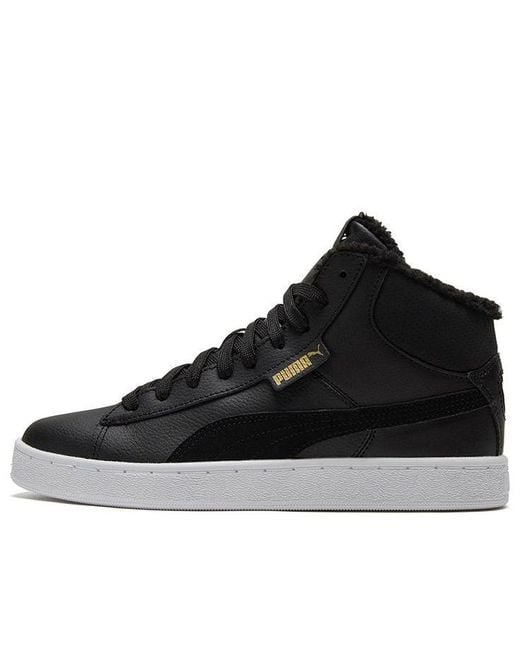 PUMA Black 1948 Mid Lfur Mid-Top Fleece Lined Casual Skate Shoes