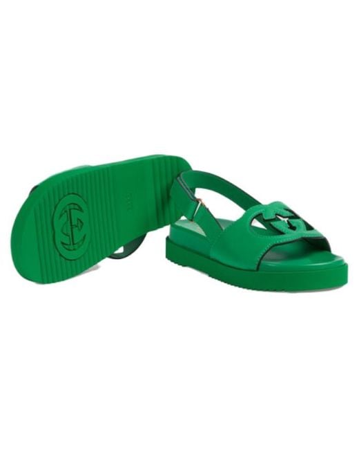 Gucci Green (Wmns) Interlocking G Leather Sandals