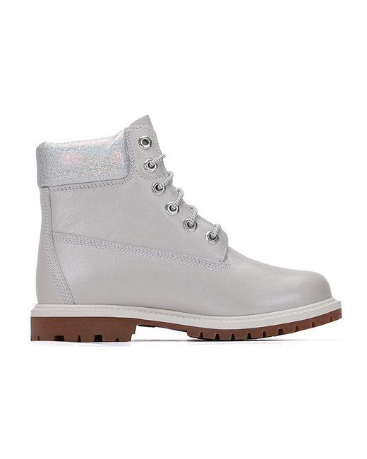 Timberland Gray (Wmns) Heritage 6 Inch Waterproof Boots 'Light Full Grain With Collar'