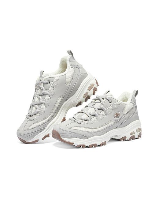Skechers White (Wmns) D'Lites-Looking Glass Marathon Running Shoes