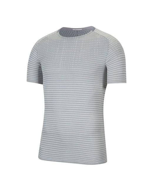 Nike Gray Techknit Ultra Casual Sports Round Neck Short Sleeve Light for men