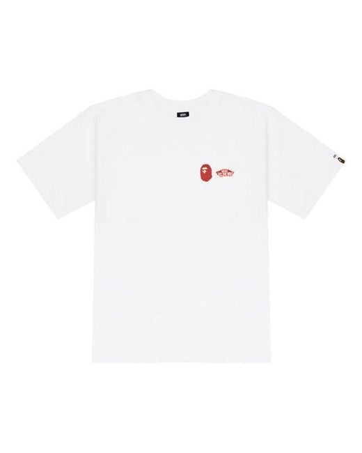Vans White X Bape Sk8-Hi T-Shirt for men