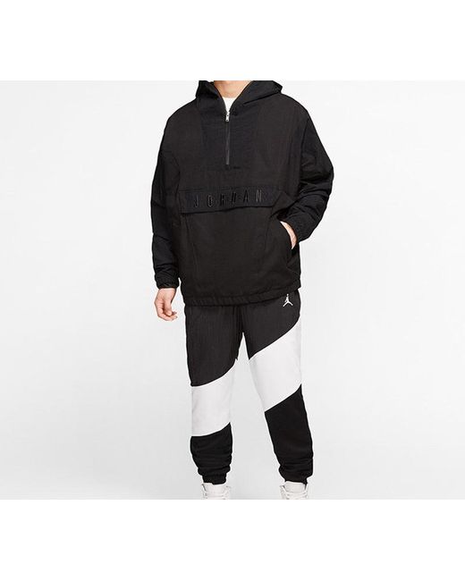 Nike Black Sport Dna Half Zipper Woven Pullover Hooded Jacket for men