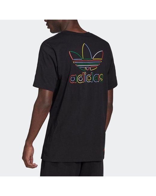 Adidas Black Originals X Disney Crossover Mickey Cartoon Printing Round Neck Short Sleeve for men