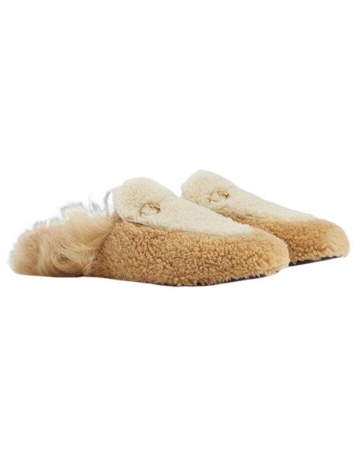 Gucci Natural (Wmns) Horsebit Shearling Slippers