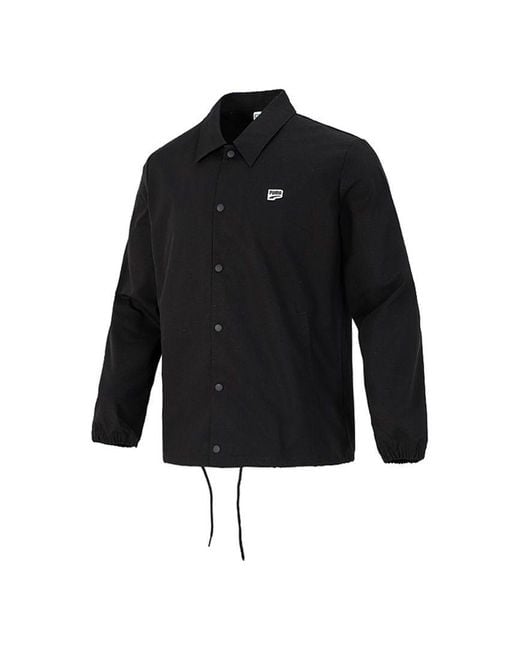 PUMA Black Embroidered Small Label Solid Color Logo Sports Woven Jacket for men