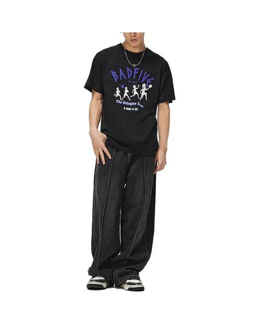 Li-ning Black X Anti-Wu Badfive Casual Graphic Print Tee for men