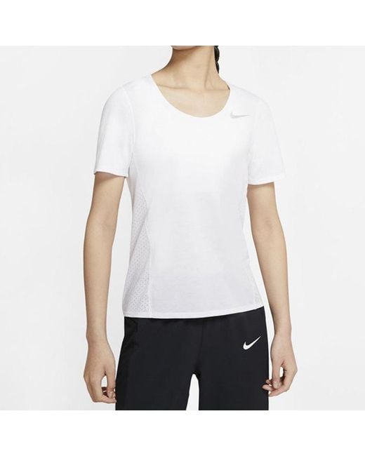 Nike White (Wmns) City Sleek Dri-Fit Quick Dry Running Short Sleeve