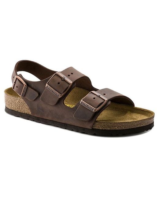 Birkenstock Brown Milano Oiled Leather Narrow Fit 'Habana' 0034873 for men
