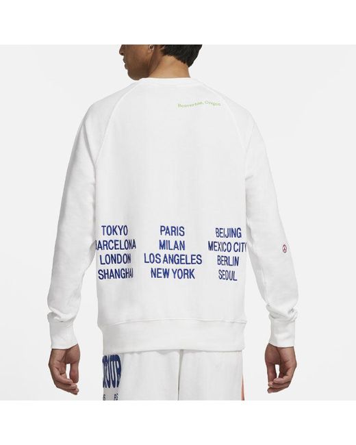 Nike White Embroidered 3 Hook Logo Crew-Neck for men