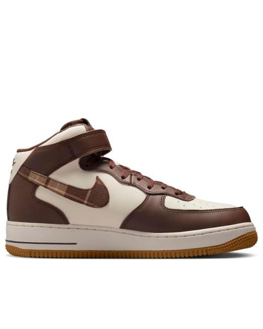 Nike Brown Air Force 1 Mid Plaid' for men