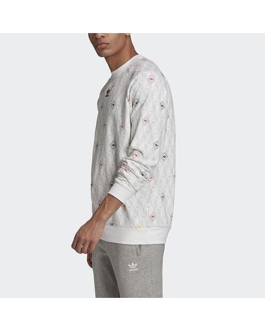 Adidas Gray Originals Version Logo Printing Casual Sports Round Neck Pullover Long Sleeves for men