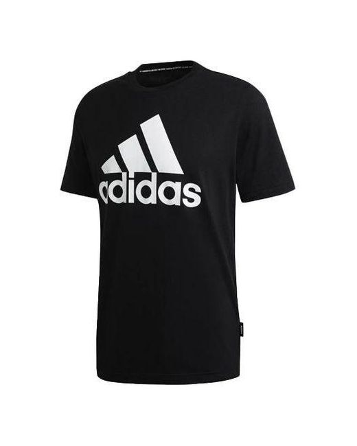 Adidas Black Mh Bos Tee Contrasting Colors Large Logo Sports Round Neck Short Sleeve for men