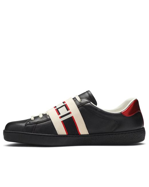 Gucci Black 523469 Ace Shoes Calf-skin Leather Casual Sneakers (GGM1715) for men