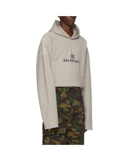 Balenciaga Gray Bb Pixel Print Hoodie for men