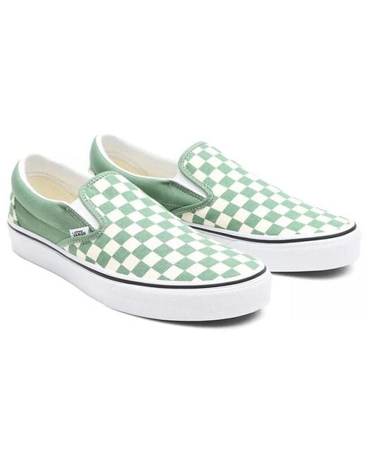 Vans Green Classic Slip-On 'Checkerboard for men