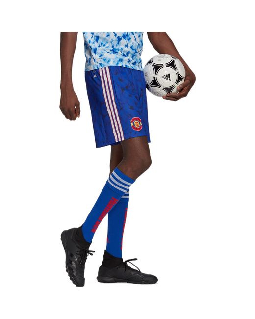 Adidas Blue Stripe Full Print Sports Soccer/Football Shorts for men