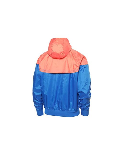 Nike Blue Colorblock Zipper Windproof Hooded Jacket for men