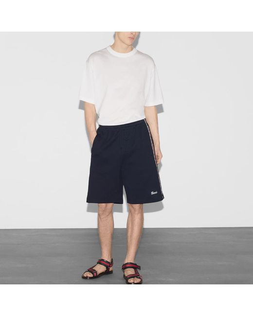 Gucci Blue Cotton Jersey Basketball Shorts for men
