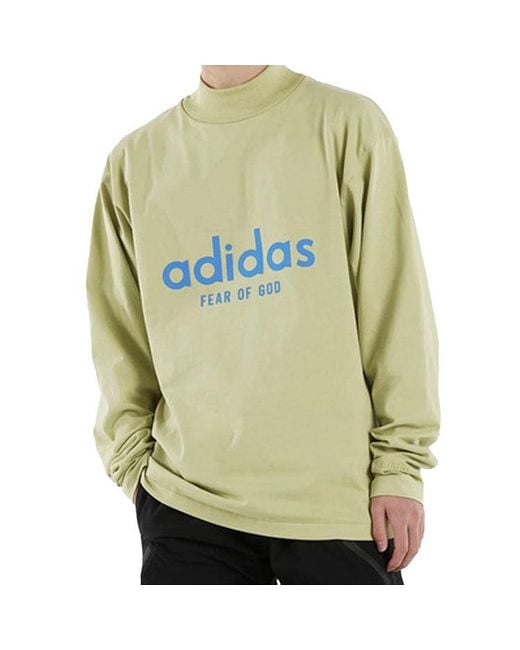 Adidas Green X Fear Of God Crossover Alphabet Logo Round Neck Long Sleeves Autumn T-Shirt for men