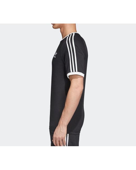 Adidas Black Originals 3-Stripes Tee Casual Loose Round Neck Logo Stripe Short Sleeve for men