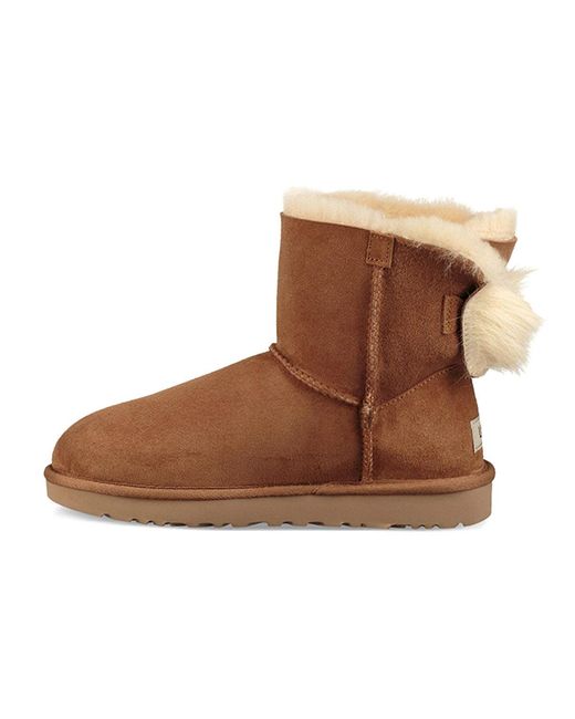 Ugg Fluff Bow Mini Fleece Lined Brown