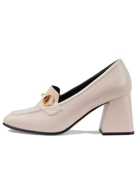 Gucci Brown Web Accent Leather Pumps