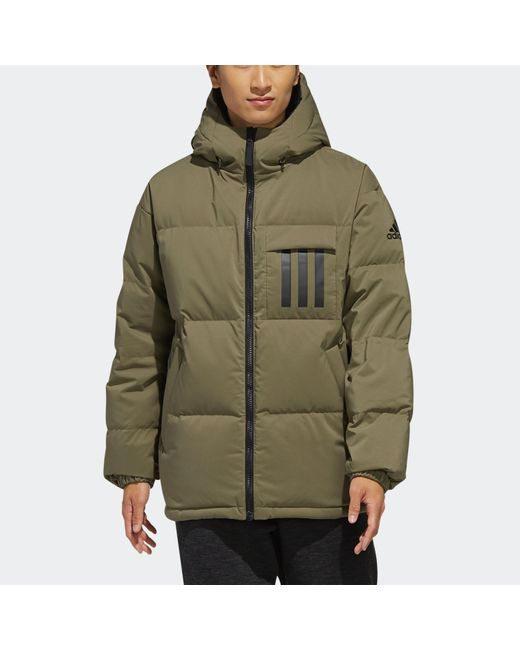 Adidas Green Rev 3St Down Ho Stay Warm Reversible Outdoor Hooded Down Jacket Khaki for men