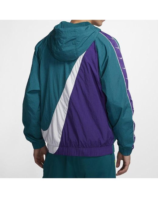 Nike Blue As Sportswear Swoosh Jkt Jacket Wvn 'Geode//Court/ for men