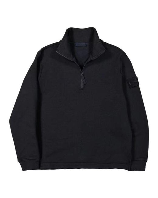 Stone Island Black Felpa Ghost Half Zip Up Sweater for men
