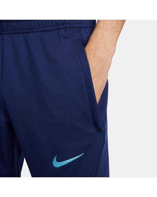 Nike Blue Logo England Strike Dri-Fit Knit Soccer Pants for men
