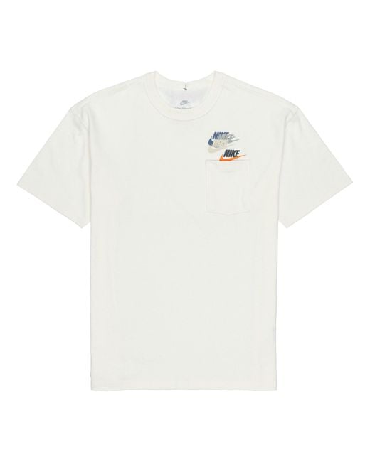 Nike White As Nsw Tee Prem Pocket Casual Breathable Round Neck Logo Solid Color Short Sleeve T-Shirt for men