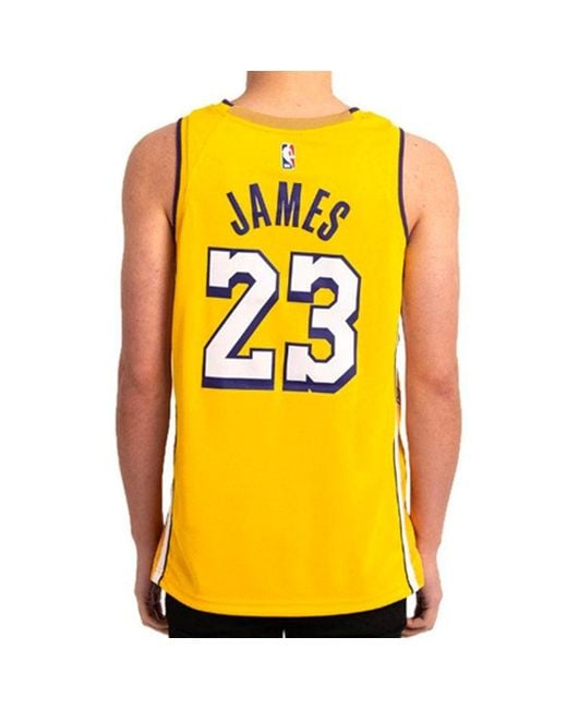 Nike Yellow Nba City Limited Basketball Vest Sw Fan Edition 19-20 Season Lakers Lebron James 23 for men