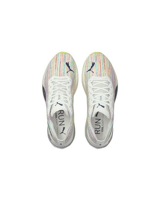 PUMA White Deviate Nitro Spectra Running Trainers