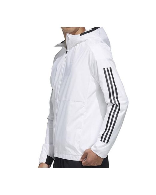 Adidas White Plaid Applique Sports Hooded Shirt Jacket for men
