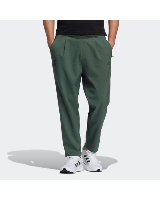 Adidas Green Wj Pnt Wv Warm Solid Color Loose Athleisure Casual Sports Pants for men