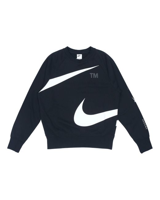 Nike Blue Swoosh Ft Crew Large Logo Printing Knit Round Neck Pullover Autumn for men