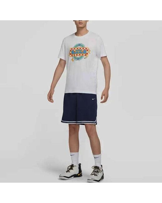 Nike Blue Dri-Fit Dna Logo Printing Stripe Drawstring Lacing Sports Shorts Deep for men