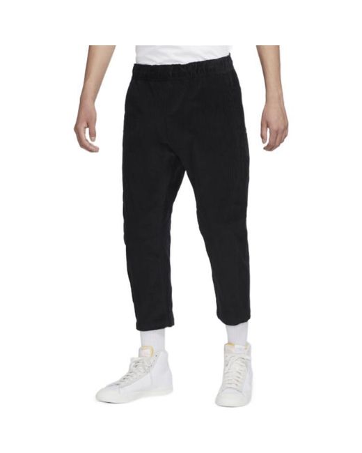 Nike Black Solid Color Corduroy Cone Cropped Casual Pants/Trousers for men
