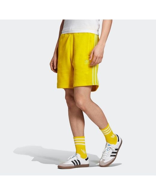 Adidas Yellow Originals Blc 3-S Short Stripe Casual Sports Shorts for men