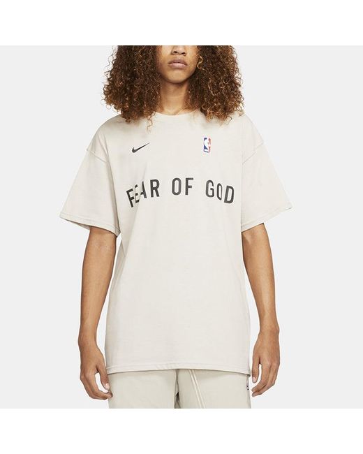 Nike Pink X Fear Of God X Nba Crossover Alphabet Printing Round Neck Short Sleeve for men