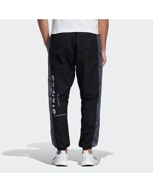 Adidas Black M Wrd Wov Pnt Contrasting Colors Loose Woven Sports Pants for men