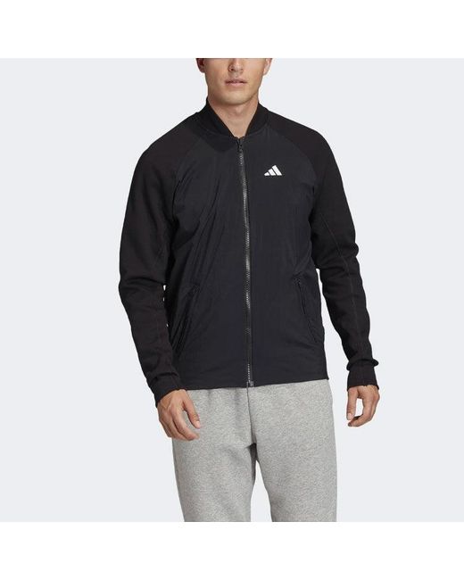Adidas Black Vrct Tiger Embroidered Pattern Athleisure Casual Sports Jacket for men
