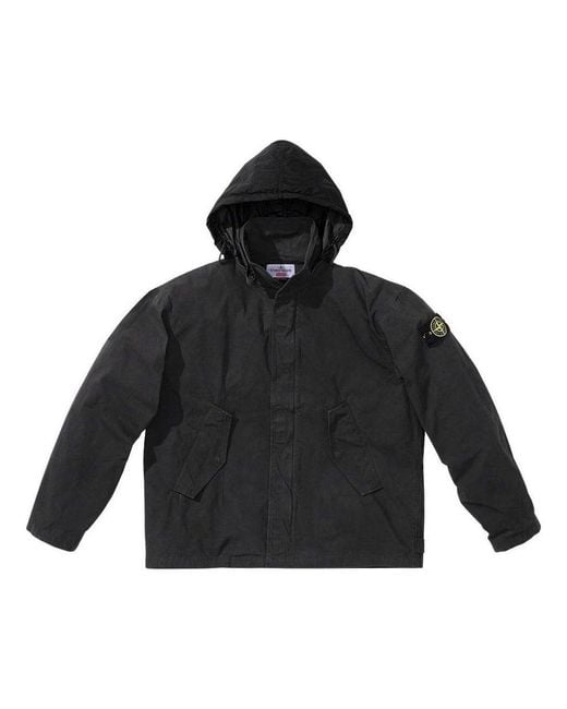 Supreme Black X Stone Island Cotton Cordura Shell Jacket for men