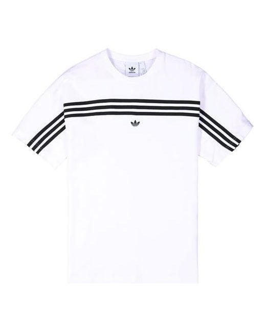 Adidas Black Originals 3-Stripe Tee Stripe Logo Embroidered Short Sleeve for men