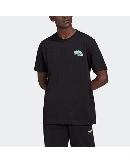 Adidas Black Originals Pckalot Tee Retro Printing Sports Round Neck Short Sleeve for men