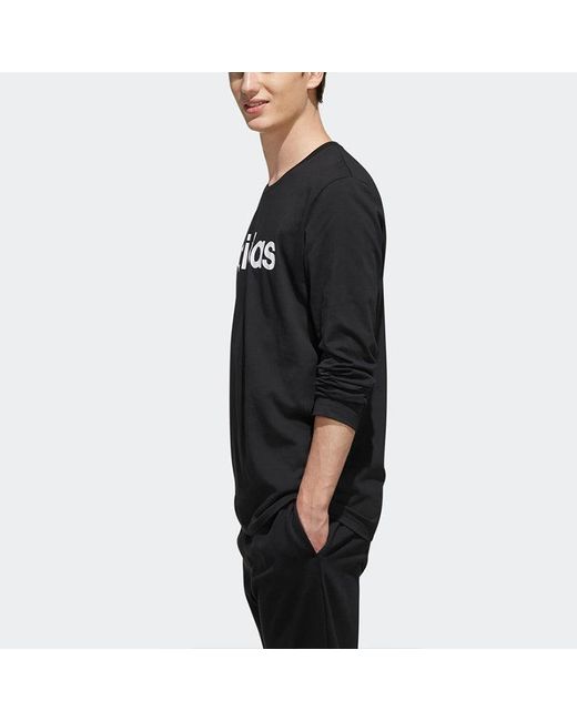 Adidas Black Neo M Ce Lnr Ls Logo Printing Round Neck Long Sleeves for men